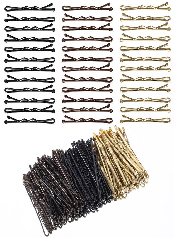 AOZUO 150 Pcs Bobby Pins Set,1.37 Inch Brown Blonde Black Small Bobby Pins Gold Mini Hair Pins Wavy Metal Hair Clip Hairpins for Women Gilr Kids Buns Long Straight Curly Hair All Hair Types (3.5cm) - Image 1